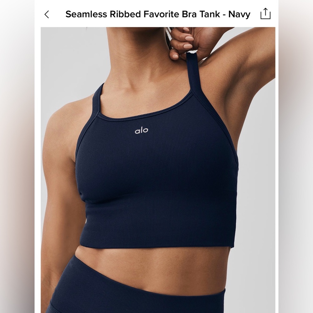 ALO Yoga Navy Seamless Favorite Tank Bra